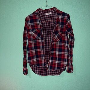H&M Red Plaid Button-Up Flannel